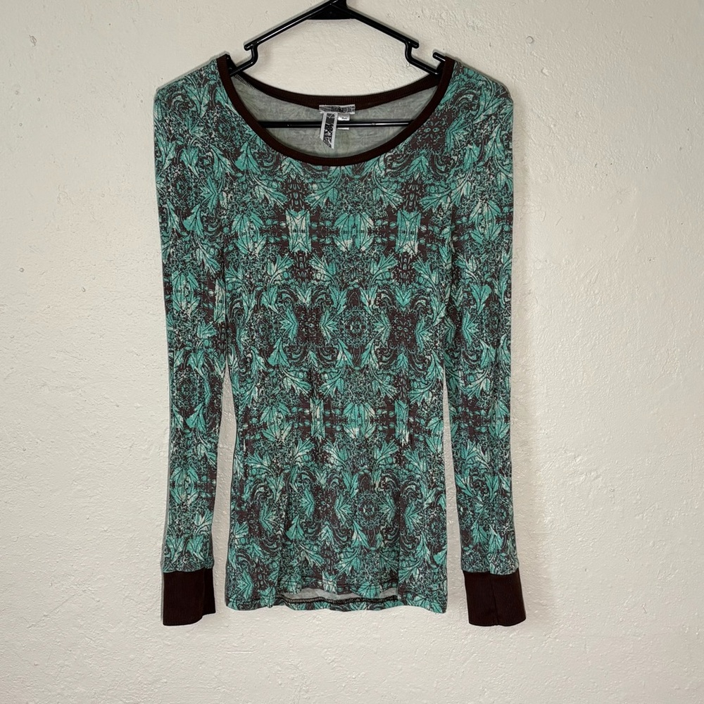 BKE Green and Brown Long Sleeve Top women’s‎ size small